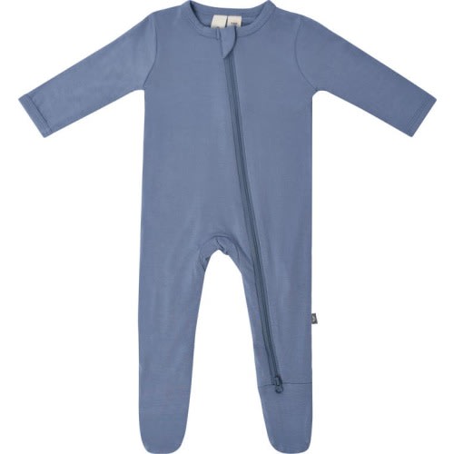 Baby Zip-Up Footie, 0-3 M, Slate