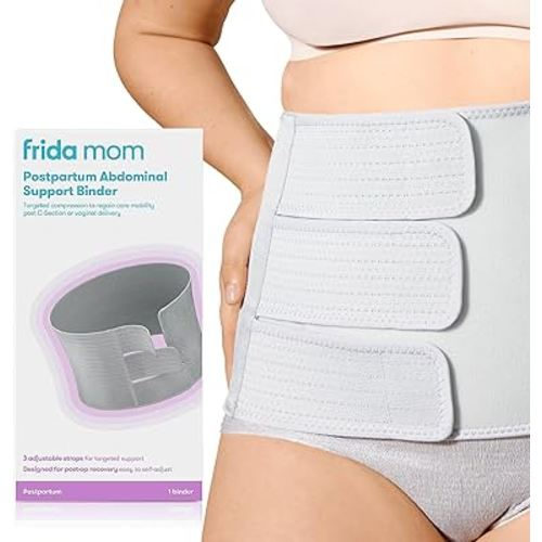 Postpartum Abdominal Support Binder | Natural Delivery & C-Section Recovery | 9" High Adjustable Compression Wrap
