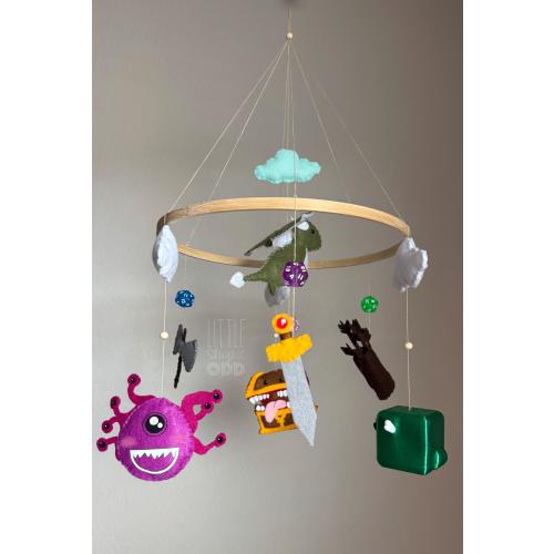 D & D Themed Baby Mobile Mimic Beholder Hanging Nursery Decor D20