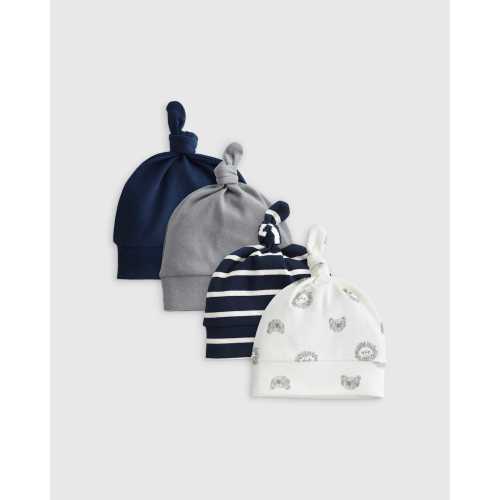 100% Organic Cotton Hat 4-Pack - Baby Boy