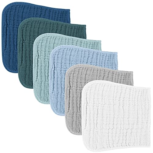 Konssy Muslin Baby Burp Cloths Sets for Unisex- 6 Pack Large 100% Cotton Burping Clothes for Newborn,Baby Girls and Boys