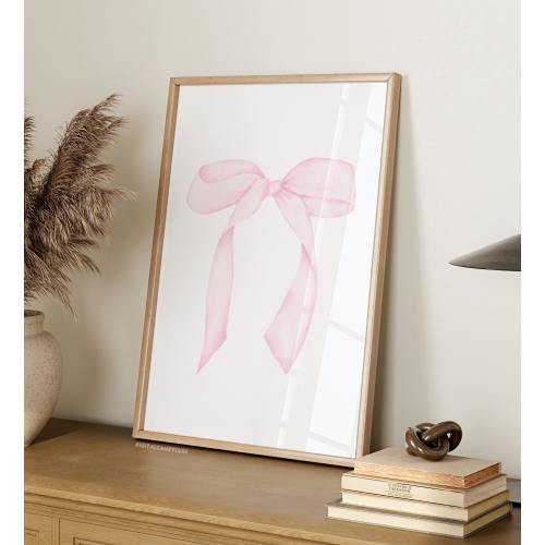 Pink Bow Poster Girly Wall Art Prints Coquette Decor (Unframed) Wall Prints Cute Feminine Soft Girl Bedroom Prints And Posters Girls Room
