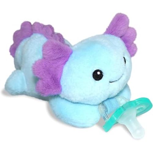 RaZbaby JollyPop Pacifier, Holder w/Detachable Baby Pacifier, Stuffed Animal RaZbuddy, All Ages 0M+, 100% Medical Grade USA Made Silicone, Machine Washable, Textured & Easy to Hold – Puppy