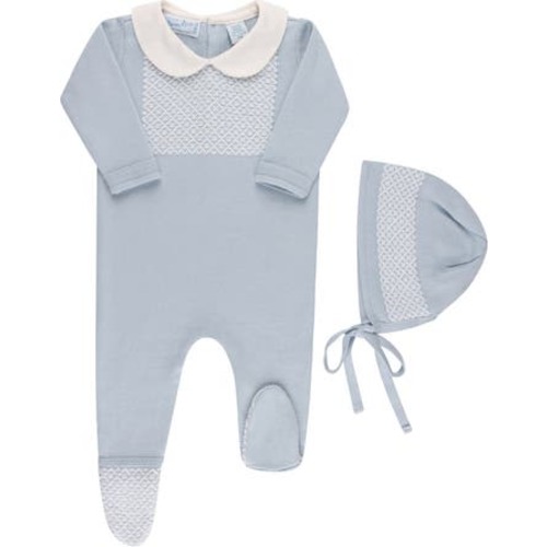 Jacquard Yoke Cotton Footie & Hat Set, 0-3M