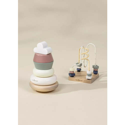 Wooden Baby Toy Gifting Set Stacking Rings & Bead Maze