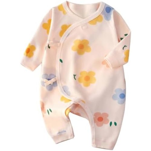 100% Organic Cotton Soft 0-6 Months Newborn Baby Romper Jumpsuits for Boys and Girls Unisex Long Sleeve