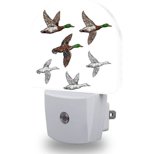 Duck Mallard Wild Bird Night Light for Kids,Wild Animals Night Light Plug in with Dusk to Dawn Sensor, 0.5w Energy Saving Sleep Friendly NightLight for Hallway Stairway Kitchen Bedroom