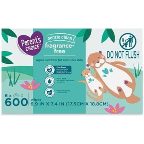 Parent's Choice Fragrance Free Baby Wipes, 600 ~ White ~ 1 Pack