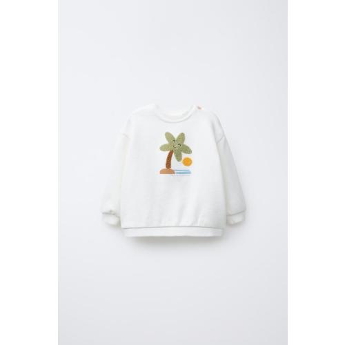 CURLY PALM SWEATSHIRT - Oyster-white | ZARA United States