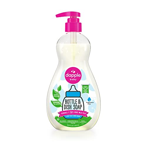 DAPPLE Baby Bottle and Dish Liquid, Fragrance Free Dish Soap, Sulfate-Free, Hypoallergenic, 16.9 Fluid Ounces