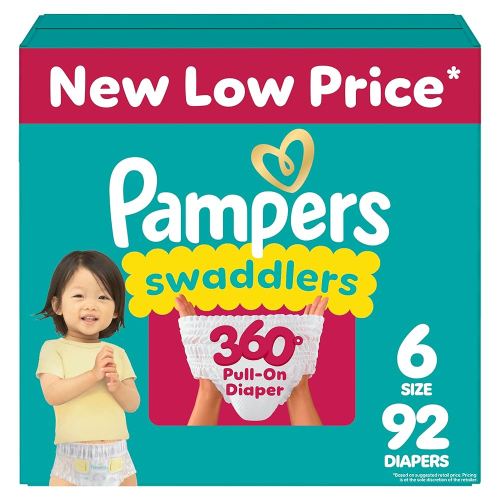 Pampers Diapers - Swaddlers 360 - Size 6, 92 Count, for up to 100% Leakproof Premium Skin Protection (Packaging May Vary)