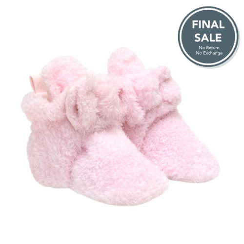 *Final Sale* Plush Bow Snap Booties in Light Pink