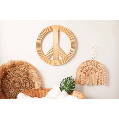 Rattan Peace Sign, Rattan Nursery Wall Decor, Rattan Shelf Decor, Neutral Nursery Wall Decor, Rattan Kids Toys, Boho Kids Bedroom Decor