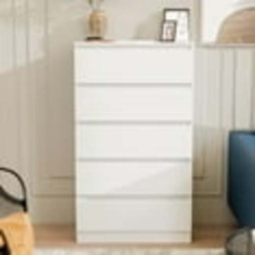 Hommpa Dresser for Bedroom, 48"H White Dresser for Closet, 5 Drawers Tall Wooden Modern Storage Chests of Drawers for Women Kids, Baby, Nursery, Girls, Living Room Furniture 27.5"L X 15.7"W X 48"H