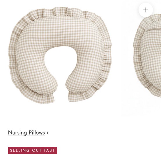 Beige Gingham Ruffle Nursing Pillow Cover