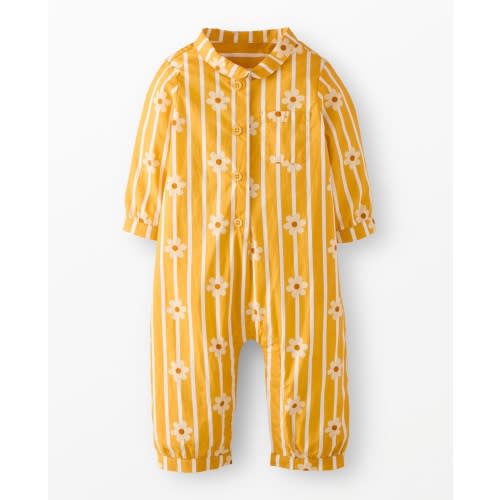 Oeuf Poplin Sleeper in Flowers on Stripes | 3–6M