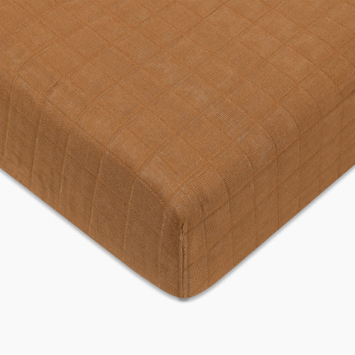 babyletto Crib Sheet in GOTS Certified Organic Muslin Cotton - Burnt Sienna
