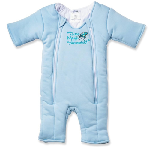Magic Sleepsuit Baby Merlin's Cotton Baby Swaddle Transition Product - Soft and Cozy Design, Double Zipper for Easy Diaper Changes, Promotes Safe Sleep, 3-6 Months - Blue - Small 12-18lbs