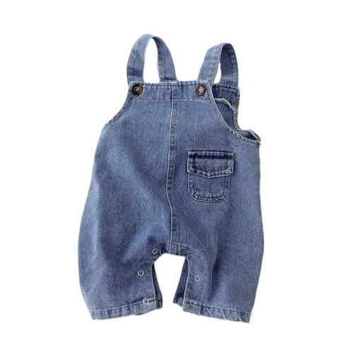 Baby Blue Solid Color Simple Overalls