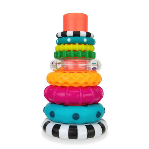 Sassy Stacks of Circles Stacking Ring STEM Learning Toy, Age 6+ Months, Multi, 9 Piece Set