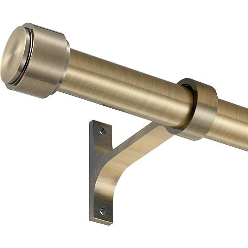 Antique Bronze Curtain Rods for Windows 48 to 86", 1-Inch Curtain Rods with Aluminum Brackets and End Cap Finials, Adjustable Drapery Rods for Sliding Glass Door/Bedroom/Kitchen/Living Room Etc.