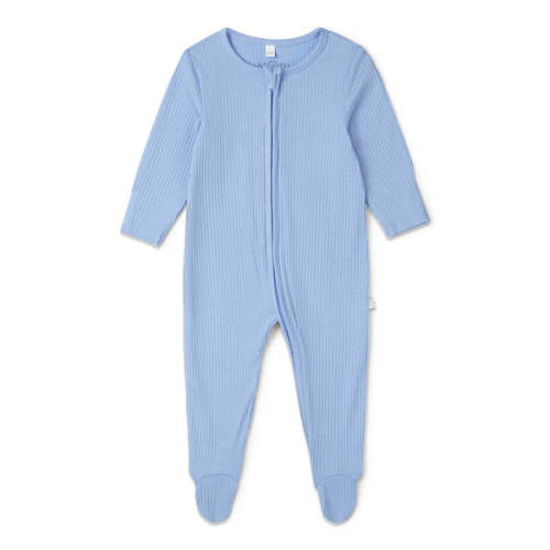 Hydrangea Ribbed Clever Zip Baby Pajamas Hydrangea Blue / Newborn