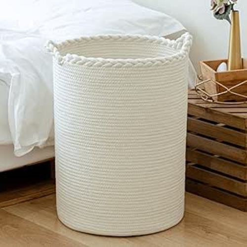 Amazon.com: Homlikelan 58L Woven Laundry Basket,Cotton Tall Laundry Hamper for Blankets,Clothes,Pillows,Toys,Shoes Large Laundry Bin White : Home & Kitchen