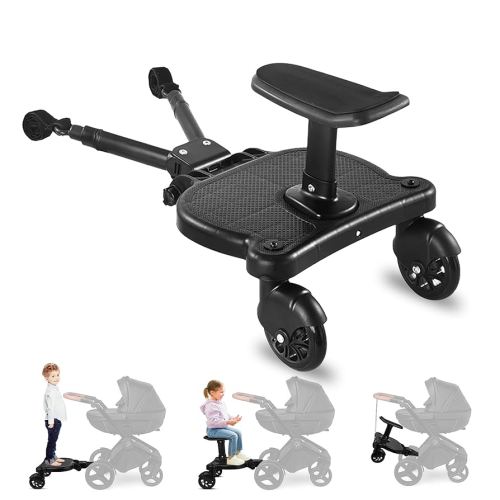 Universal Stroller Board with Detachable Seat, 2-in-1 Strollers Board Attachment Suitable for Most Brands of Strollers, Stroller Standing Board Holds Children Up to 55lbs