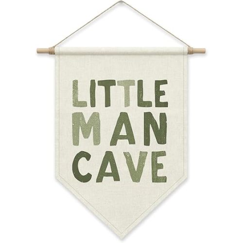SHIEL-EVEN Little Man Playroom Nursery Wall Decor, Little Man Cave Pennant Flag Banner for Baby Boys Toddler Kids, Canvas Wall Art for Bedroom