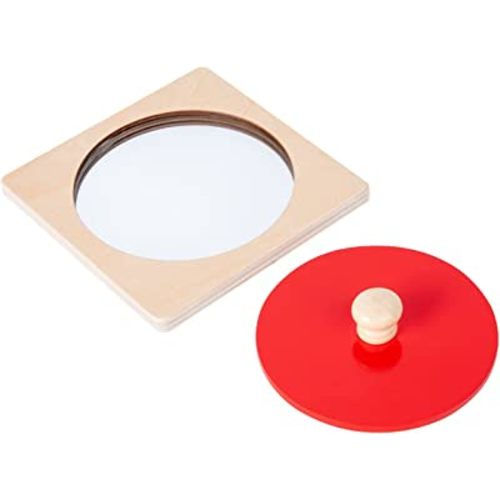 Montessori Baby Toys Play Kit Montessori Mirror Peekaboo Knob Puzzle, Medium Spinning Drum and Rainbow Fabric Ball Kit Toys for6-12Months Toddlers (Mirror Peekaboo Knob Puzzle)