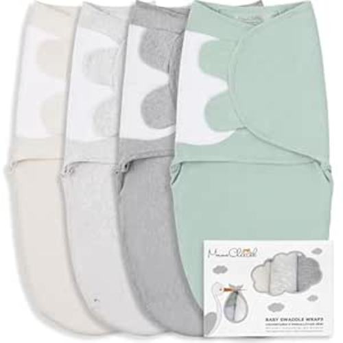Mama Cheetah Baby Swaddle Sack, Organic Cotton Swaddle Blanket, Adjustable Swaddle Sleep Sacks, Easy Swaddles for Boy Girl 0-3 Month, Baby Essentials, 4-Pack