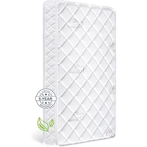 Premium Dual-Sided Crib & Toddler Mattress,100% Knitted Fabric,Premium Fleece-Hypoallergenic,5" Firm Soft Crib Mattress, Non-Toxic Toddler Bed Mattress Fits Standard Cribs & Toddler Beds