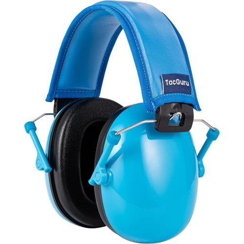130 Solid Color Edition - Kids Hearing Protection Safety Earmuffs - Passive Noise Reducing Ear Protection for Kids - One size for 1-16 yr old - Neon Blue