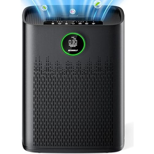 Air Purifiers for Home Large Room, with Smart Mode, PM2.5 Air Quality Display, 22dB Sleep Mode, Aromatherapy, Cover Up to 1295 Ft² with 2X-Purification & 360°Air Outlet, HAP603, Black Matte