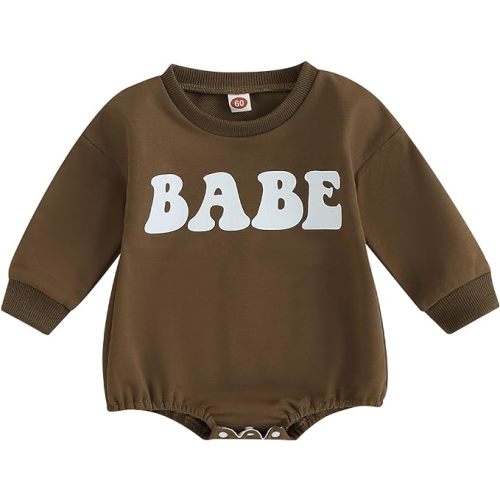 Newborn Baby Girl Boy Clothes Crewneck Sweatshirt Romper Babe/Rainbow Pullover Sweater Shirts Oversized Fall Clothes
