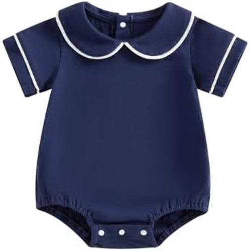 Muasaaluxi Newborn Baby Boy Summer Clothes Basic Plain Short Sleeve Romper Cotton One Piece Bodysuit Jumpsuit 0-18M