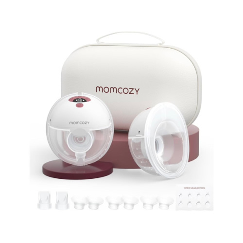 Momcozy M5 Hands-Free Wearable Breast Pump, Double-Sealed Flange for Baby-Like Comfort, 3 Modes & 9 Suction Levels, Portable Electric Pump – 24mm, 2-Pack Cozy Red