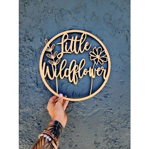 Little Wildflower Round Sign Wildflower Birthday Decorations Floral Babyshower Decorations Gender Reveal decorations Dried Flower Decor