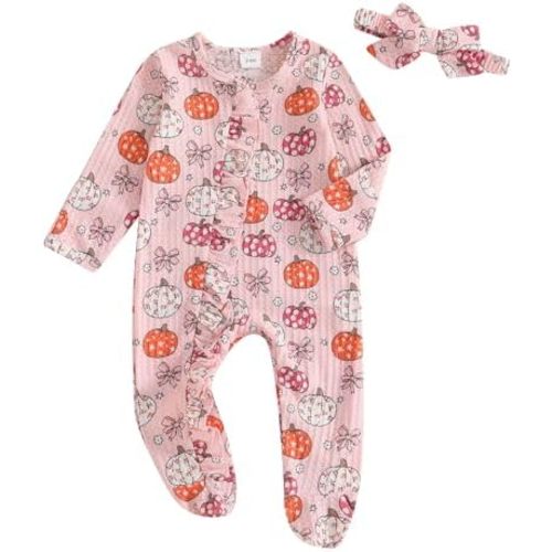 Newborn Baby Girl Fall Winter Outfits Clothes Knit Jumpsuit Ruffle Romper Newborn Coming Home Outfit for Baby Girl