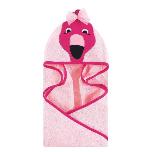 Hudson Baby Unisex Baby Cotton Animal Face Hooded Towel, Flamingo, One Size