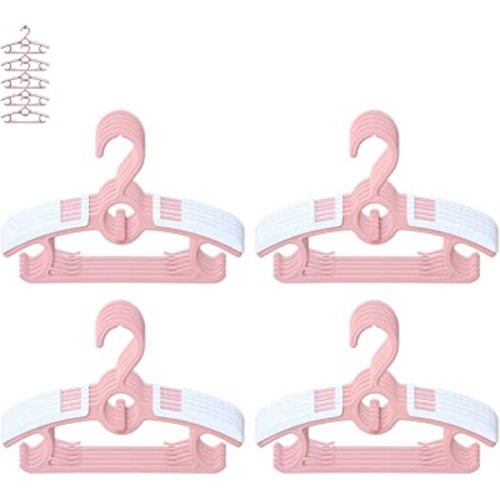 Baby Nursery Closet Hangers, Ultra Thin Non-Slip and Extendable Laundry Infant Pant Hanger for Newborn Clothes - 20pcs11-14" Pink Adjustable Children Coat Hanger for Girl Boy Toddler Kids Child