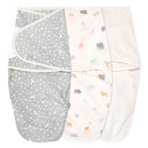 aiden + anais® essentials Size 0-3M 3-Pack Wild Prairie Wrap Swaddles in Grey - GREY - 0-3 MONTHS