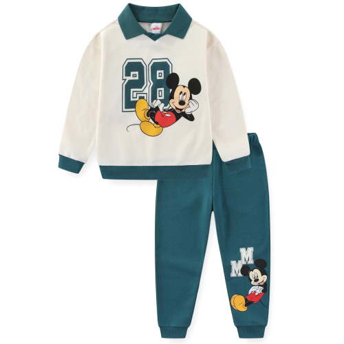 Disney Mickey Mouse Long Sleeve Polo Shirt and Pants Set (Boys), 2 Piece Set, Sizes 3T-7