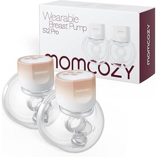 Momcozy Hands-Free Breast Pump S12 Pro, Wearable & Portable Pump with Soft DoubleFit Flange, 3 Modes | 9 Levels Double Electric Pump, Smart Display, 24mm, 2 Pack, Cozy Pink