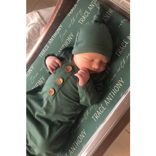 Personalized Emerald Baby Name Swaddle Blanket - Block & Script
