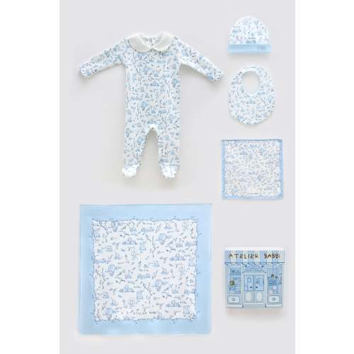 5-Piece Newborn Set - Toile De Jouy/Blue