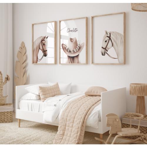Cowgirl Nursery Wall Art, Cowgirl Nursery, Rustic Nursery Decor, Western Girl Room, Horse Art Nursery Prints, Girl Personalized Nursery Art