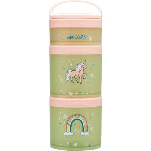 Whiskware Stackable Snack Containers for Kids and Toddlers, 3 Stackable Snack Cups for School or Travel, Unicorn(Pack of 1)