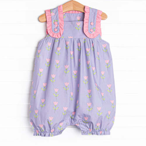 Tulip Blooms Bubble Romper, Purple – Stitchy Fish