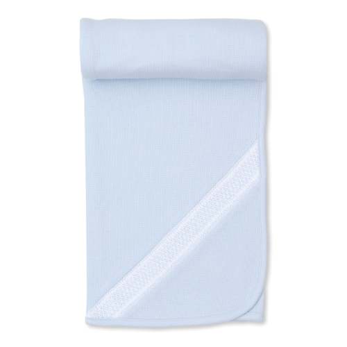 CLB Punto Ingles Blue Hand Smocked Blanket